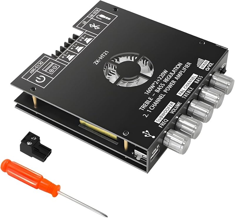Tda7498E 160W لوحة مكبر صوت ثنائي القناة 2.1 مع غرفة التبريد ومدخل USB و Aux - Image 1