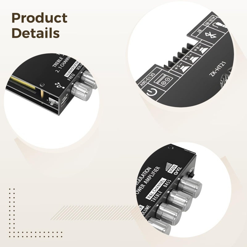 Tda7498E 160W لوحة مكبر صوت ثنائي القناة 2.1 مع غرفة التبريد ومدخل USB و Aux - Image 3
