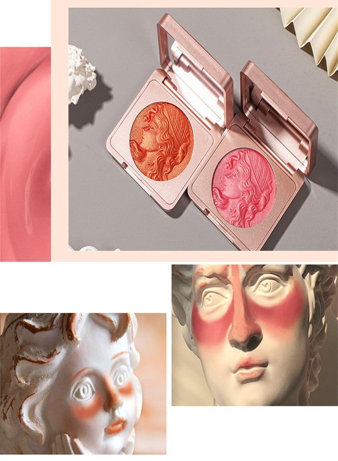 Cappuvini Embossed Smooth Powder Blush Palette for Cheeks, Korean Blush Makeup Palette, CDE Highlight Blush Palette Smooth Powder Blush, Long-Lasting Pigment Face Make up Blusher (Pink+Orange, 6g(0.21oz)) - Image 2