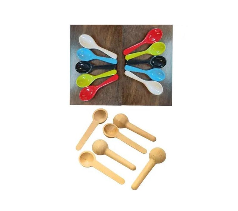 faas 6 PCS Wooden Masala Spoon / 10 PCs Seasonings Melamine Masala Spoon Set(16 Pieces Set) - Image 1