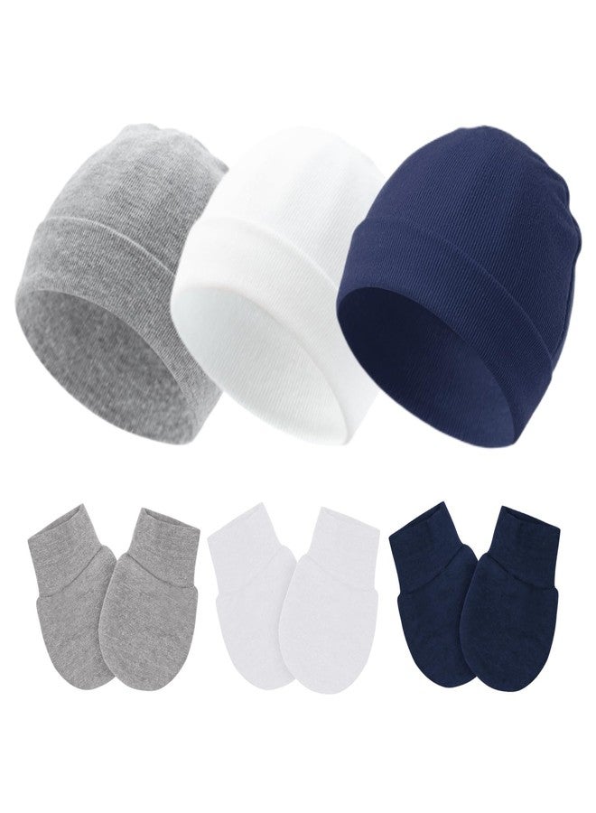 Fecawd Baby Hats and Mittens Newborn Hats Gloves Infant Beanie Soft Cap Mitten Sets for 0-6 Months Boys Girls(Navy) - Image 1