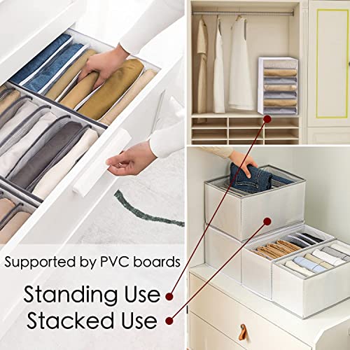 RENVA 7 Grid Wardrobe Clothes Organizers | Foldable Non-Woven Closet Drawer Organizer for Shirts, Jeans, T-Shirts, Sarees, Pants, Sweaters | Storage Box for Almirah - 36X25X 20 Inches - White, 2 PCS - Image 5