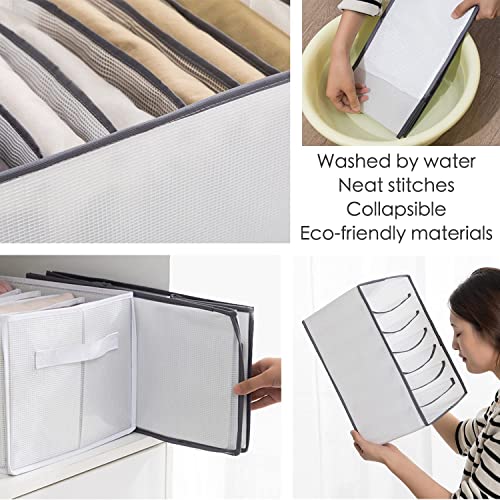 RENVA 7 Grid Wardrobe Clothes Organizers | Foldable Non-Woven Closet Drawer Organizer for Shirts, Jeans, T-Shirts, Sarees, Pants, Sweaters | Storage Box for Almirah - 36X25X 20 Inches - White, 2 PCS - Image 4