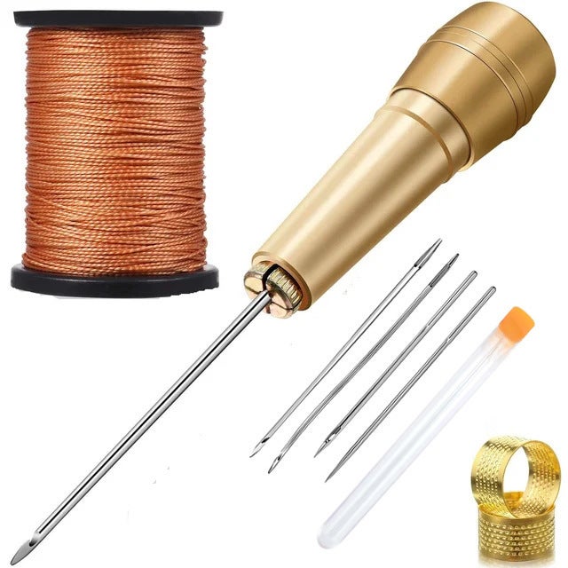 Copper Awl Set with 3 Needles Shoe Repair ToolsAWL suit Brown thread AWL suit Brown thread