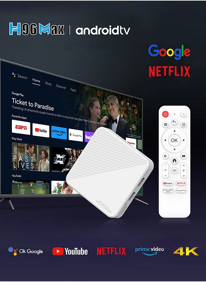اتش 96 ماكس - TV BOX 4K 4K android 14، صندوق تلفزيون أندرويد مع واي فاي BT رباعي النواة مشغل وسائط رباعي النواة عالي الدقة - Image 1