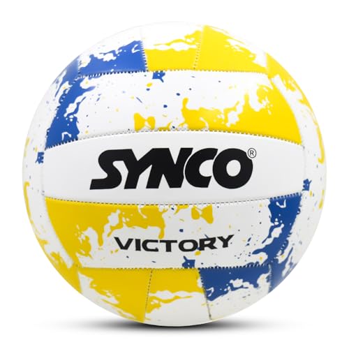Synco Victory Volleyball | 18 Panel Rubber Training Ball | Machine Stitched | Smooth Matt Surface | Ideal for Outdoor & Multi-Surface Play | Lightweight & Durable | Size 4 - Image 1