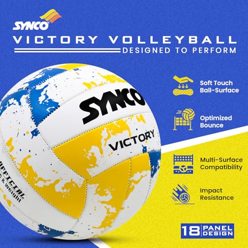 Synco Victory Volleyball | 18 Panel Rubber Training Ball | Machine Stitched | Smooth Matt Surface | Ideal for Outdoor & Multi-Surface Play | Lightweight & Durable | Size 4 - Image 3