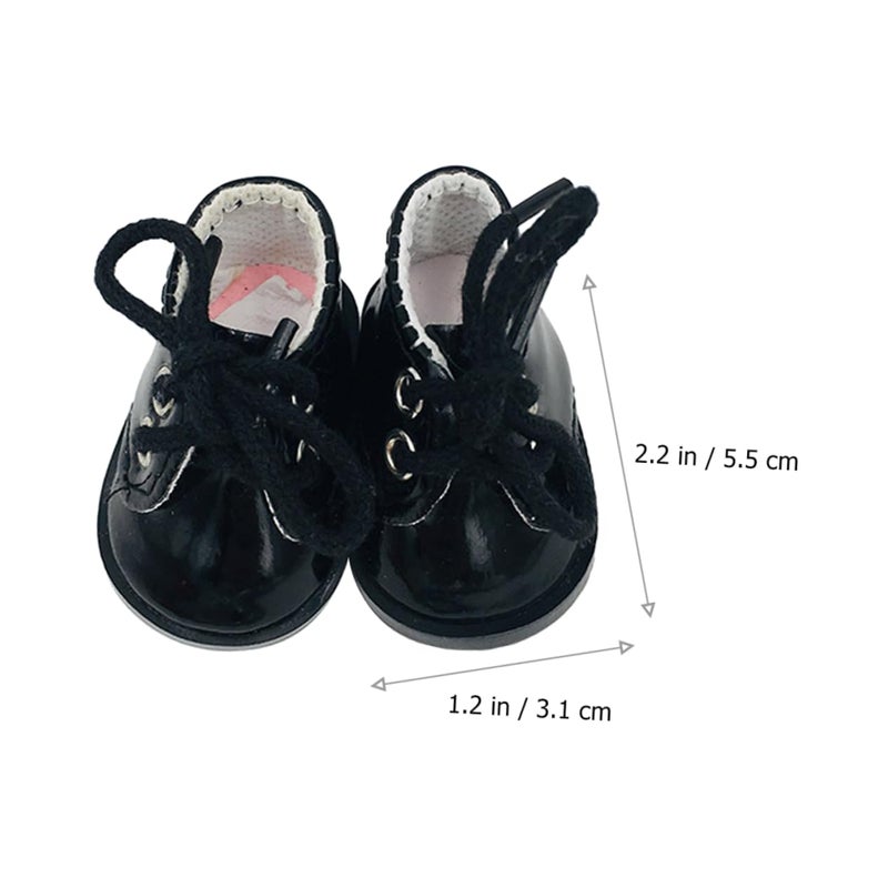 Mini Black Leather Doll Shoes Accessory Size 5 5X3 1X2 6CM For Dollhouse Decor - Image 3