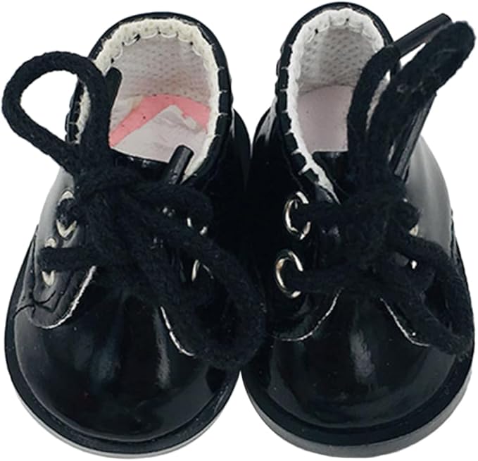 Mini Black Leather Doll Shoes Accessory Size 5 5X3 1X2 6CM For Dollhouse Decor - Image 1