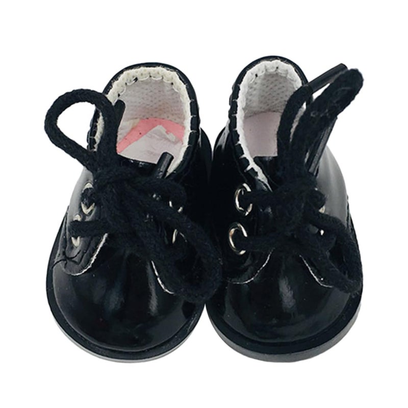 Mini Black Leather Doll Shoes Accessory Size 5 5X3 1X2 6CM For Dollhouse Decor - Image 2