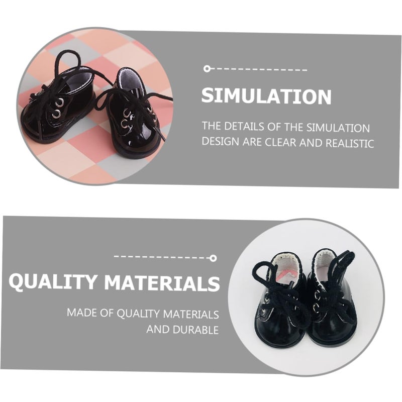Mini Black Leather Doll Shoes Accessory Size 5 5X3 1X2 6CM For Dollhouse Decor - Image 5