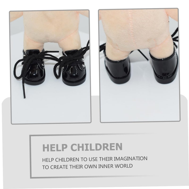 Mini Black Leather Doll Shoes Accessory Size 5 5X3 1X2 6CM For Dollhouse Decor - Image 4