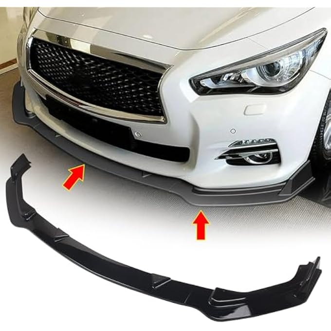 FINMOKAL Front Bumper Lip Spoiler Splitter Compatible with Infiniti Q50 2014-2017, 3Pieces Style Front Splitter Air Dam Chin Protector (Won't fit Sport Model) - Image 2