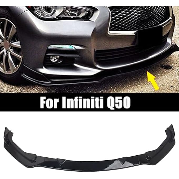 FINMOKAL Front Bumper Lip Spoiler Splitter Compatible with Infiniti Q50 2014-2017, 3Pieces Style Front Splitter Air Dam Chin Protector (Won't fit Sport Model) - Image 3