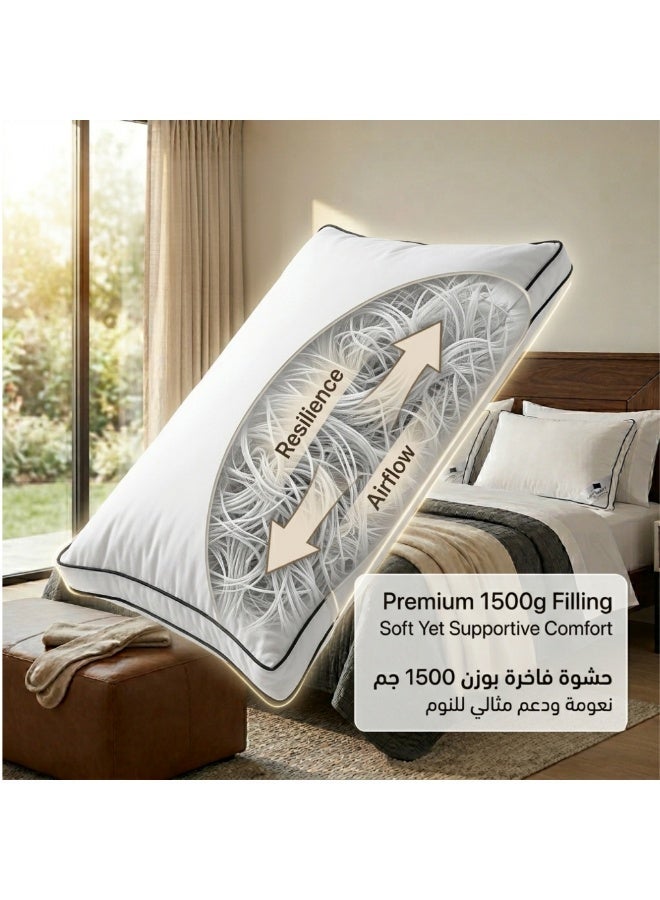 1500g Hotel Quality Pillow – Luxury Soft Microfiber Filling, Breathable Cotton Cover, Plush & Supportive Bed Pillow for All Sleeping Positions – Hypoallergenic & Durable - Image 5