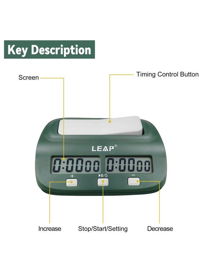 LEAP Digital Chess Clock Timer with Bonus and Delayed Time Features Chess Timer for Chess Game I-GO and Chinese Chess (Blackish Green ) - Image 2