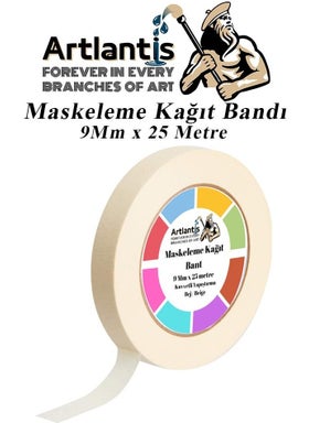 Artlantis Masking Tape Paper Tape 9 mm 25 Meters 1 Piece Painting Tape Masking Paper Tape Wall Oil Paint Whitewash  - Image 1