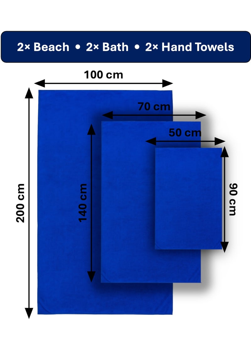 Fabienne 6-Piece Microfiber Bath and Pool Towel Set Includes 2 Oversized Pool Towels 100x200cm, 2 Bath Towels 70x140cm, 2 Hand/Face Towels 50x90cm Ideal for Hotels, Spas, Pools & Beach Clubs Black  - Image 2