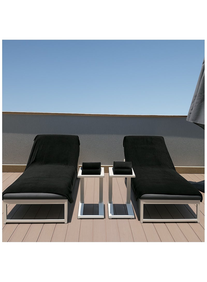 Fabienne 6-Piece Microfiber Bath and Pool Towel Set Includes 2 Oversized Pool Towels 100x200cm, 2 Bath Towels 70x140cm, 2 Hand/Face Towels 50x90cm Ideal for Hotels, Spas, Pools & Beach Clubs Black  - Image 3