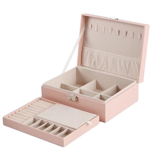 YouBella Jewellery Organisers Gifts Acrylic Portable Home Jwell organizer Storage Box Case with Dividers Container for Rings, Earrings, Necklace for girls and women (Pink) - Image 2