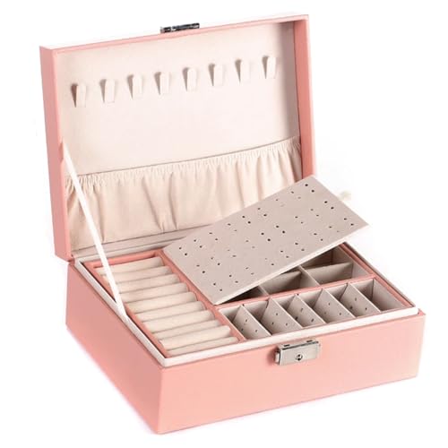 YouBella Jewellery Organisers Gifts Acrylic Portable Home Jwell organizer Storage Box Case with Dividers Container for Rings, Earrings, Necklace for girls and women (Pink) - Image 1