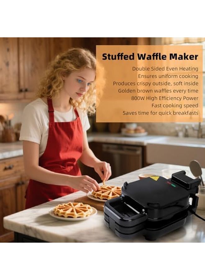 800W Deep Dish Stuffed Waffle Maker 220V Nonstick Waffle Iron for Custom Fillings - Image 5