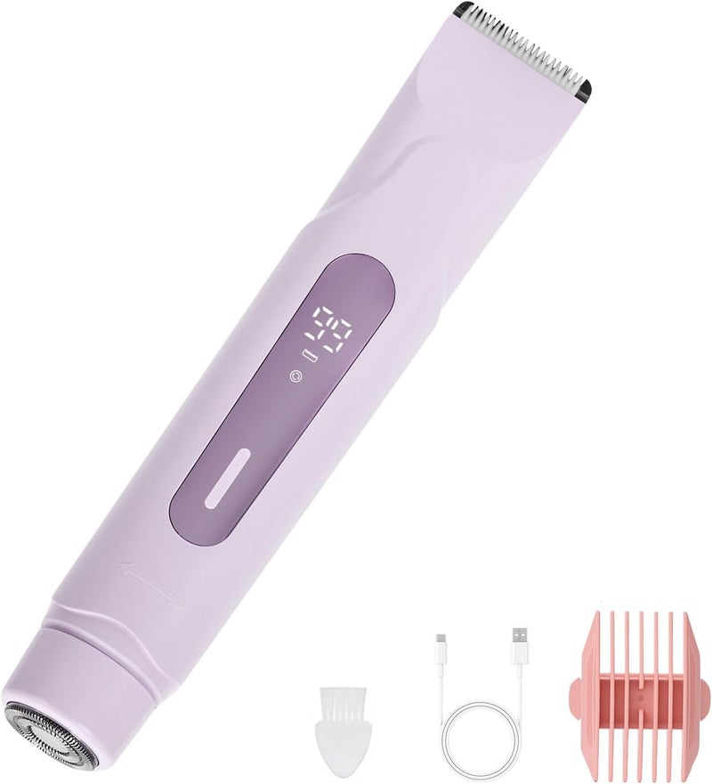 Body Shaver Bikinis Trimmer Rechargeable Cordless Electric Shaver for Women, 2 in 1 Wet Dry Hair Trimmer Hair Remover for Armpit Leg Body Facial. (Purple) - Image 1