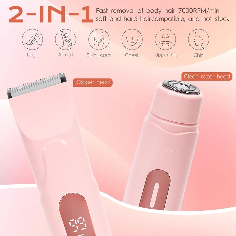 Body Shaver Bikinis Trimmer Rechargeable Cordless Electric Shaver for Women, 2 in 1 Wet Dry Hair Trimmer Hair Remover for Armpit Leg Body Facial. (Purple) - Image 4