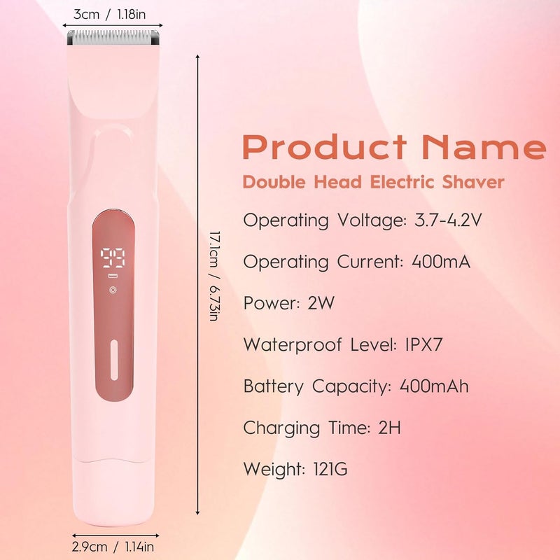 Body Shaver Bikinis Trimmer Rechargeable Cordless Electric Shaver for Women, 2 in 1 Wet Dry Hair Trimmer Hair Remover for Armpit Leg Body Facial. (Purple) - Image 2
