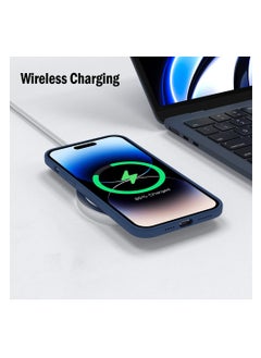 Protect iPhone 14 Pro Silicon Magsafe case MagSafe Silicone Blue Case Support Wireless Charging Premium Quality Silicone for iPhone 14 Pro  - Image 5