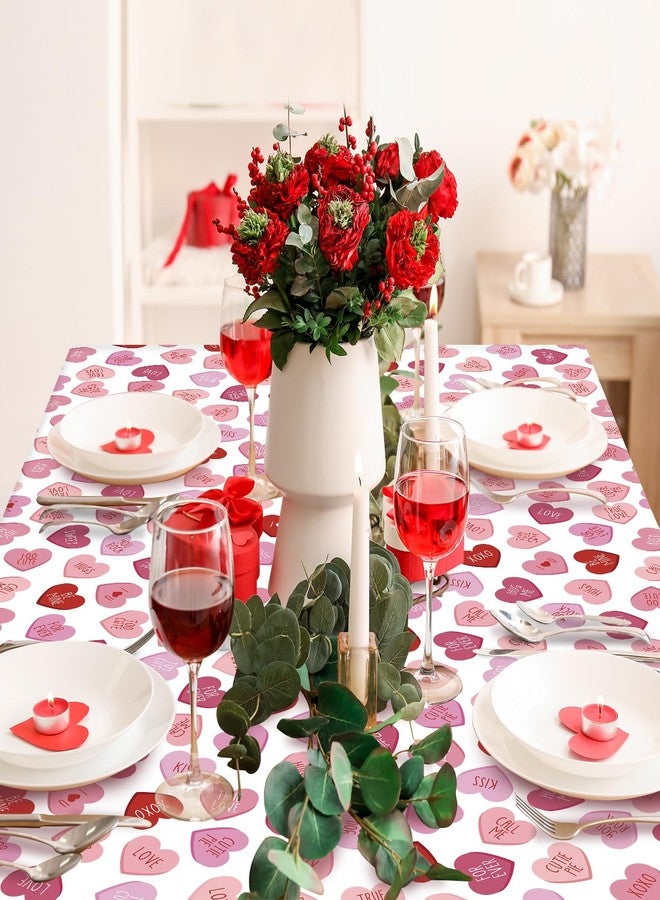 Pascliyna 3 Pcs Valentines Day Tablecloth, Pink Love Heart Plastic Table Cover, Valentines Disposable Rectangle Table Cloth for Valentine’s Day Wedding Engagement Anniversary Party Decorations, 54 x 108 Inch - Image 5