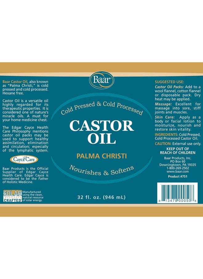 baar Coldpressed Coldprocessed Hexane Free Castor Oil 32 Ounces  - Image 2