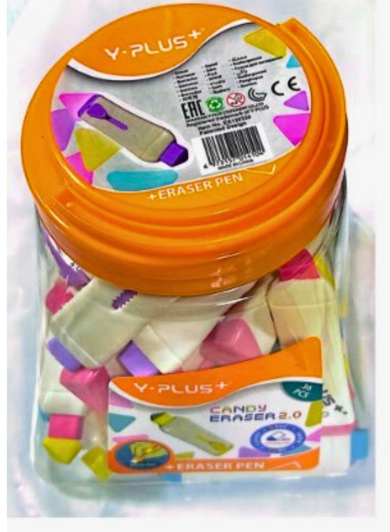 Y plus+ 36-Pieces Candy Eraser 2.0 Eraser Pen  Assorted Color - Image 1