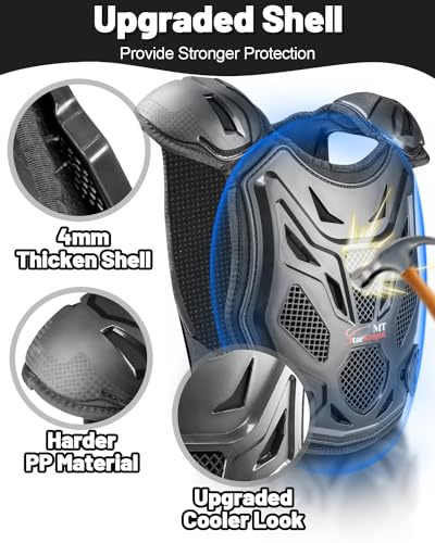 StarknightMT Kids Dirt Bike Gear-Upgraded Thicken Shell Youth Motorcycle Riding Professional Protective Gear Chest Protector Armor Suit for Motocross Cycling Off-Road Motorcycle Dirt Bike Kid, Black - Image 2
