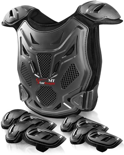 StarknightMT Kids Dirt Bike Gear-Upgraded Thicken Shell Youth Motorcycle Riding Professional Protective Gear Chest Protector Armor Suit for Motocross Cycling Off-Road Motorcycle Dirt Bike Kid, Black - Image 1