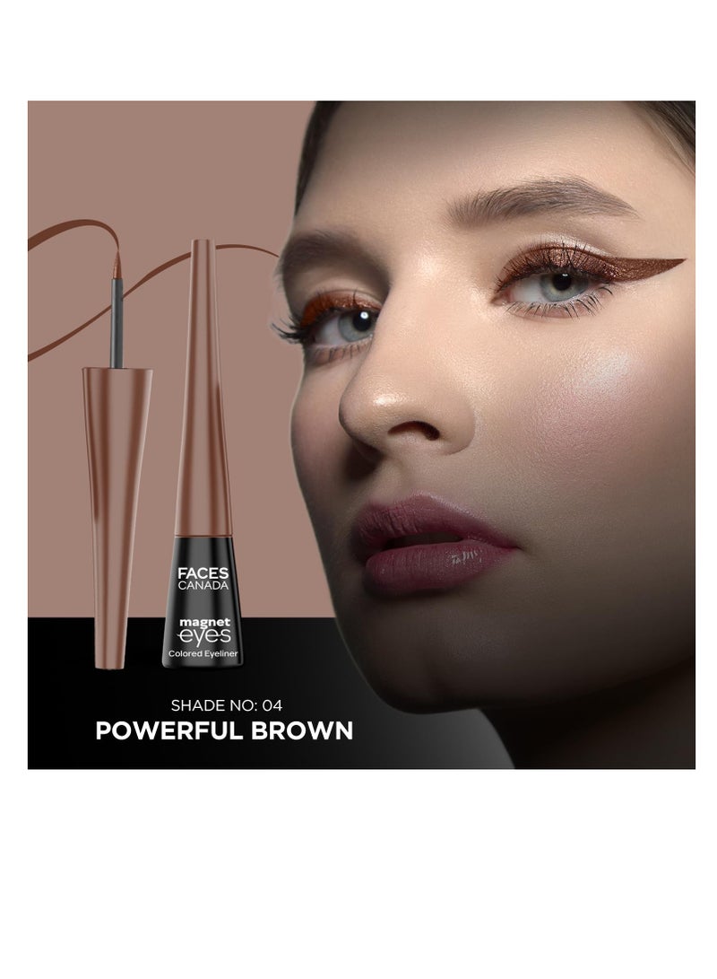 FACESCANADA Magneteyes Color Eyeliner Gel Powerful Brown 4 Ml|Glossy Finish 24Hr Long Lasting Waterproof Smudgeproof Precise Application Intense Color Payoff Almond Extract and  Vitamin E - Image 2