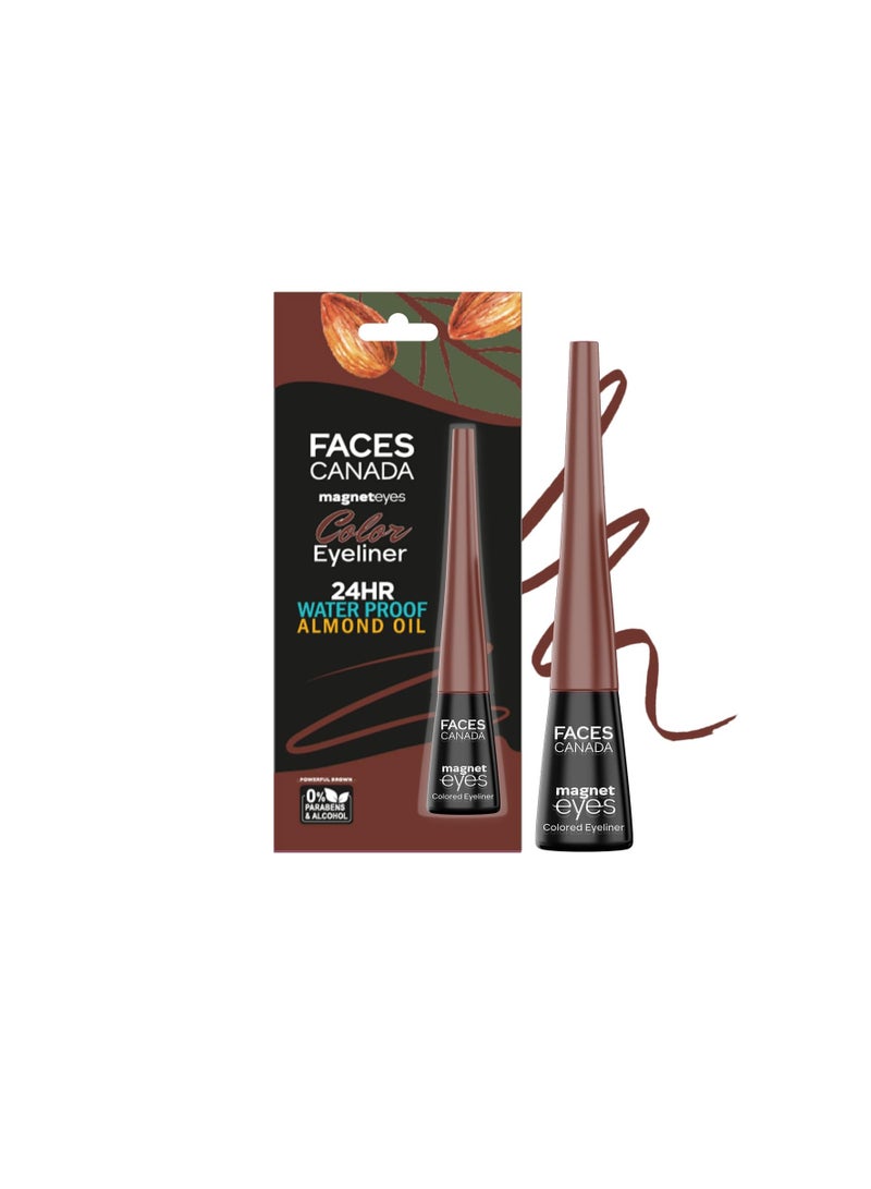 FACESCANADA Magneteyes Color Eyeliner Gel Powerful Brown 4 Ml|Glossy Finish 24Hr Long Lasting Waterproof Smudgeproof Precise Application Intense Color Payoff Almond Extract and  Vitamin E - Image 1