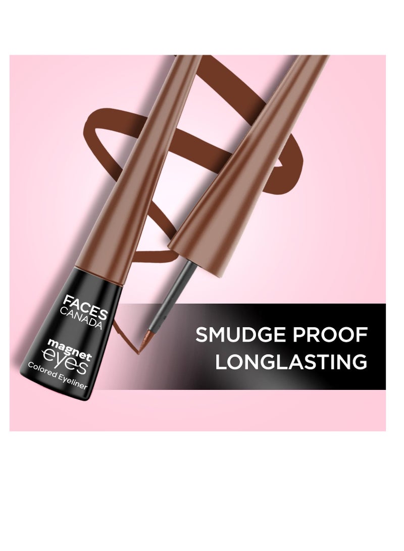 FACESCANADA Magneteyes Color Eyeliner Gel Powerful Brown 4 Ml|Glossy Finish 24Hr Long Lasting Waterproof Smudgeproof Precise Application Intense Color Payoff Almond Extract and  Vitamin E - Image 4