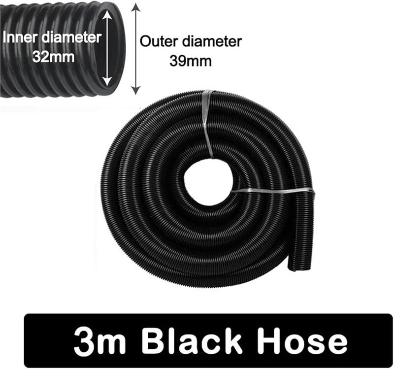 خرطوم مكنسة كهربائية قطر 32 مم طول 3 أمتار أنبوب موصل أسود ذو طيات - Image 3