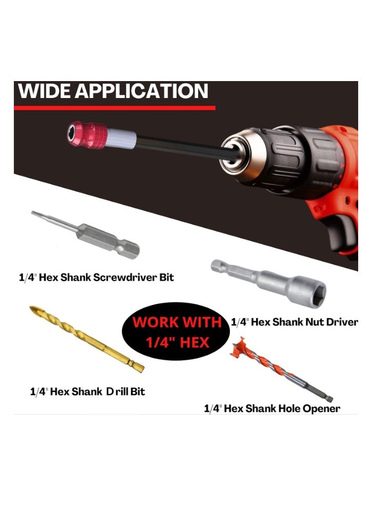 Yakumuz - Drill Bit Extension, Yakumuz 3 Pcs Magnetic Drill Bit Holder 1/4 Hex Shank Extension for Drill Bits, Quick Change Bit Holder Drill Bit Extender- Three Lengths 2", 4" and 6" - Image 1