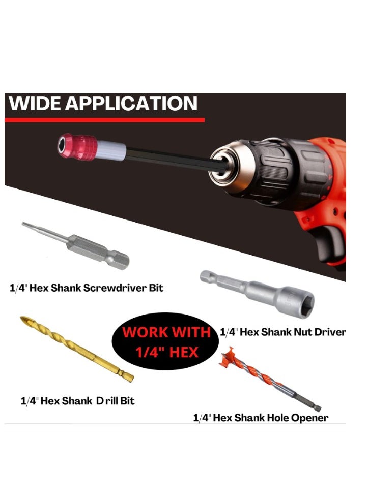 Yakumuz - Drill Bit Extension, Yakumuz 3 Pcs Magnetic Drill Bit Holder 1/4 Hex Shank Extension for Drill Bits, Quick Change Bit Holder Drill Bit Extender- Three Lengths 2", 4" and 6" - Image 1
