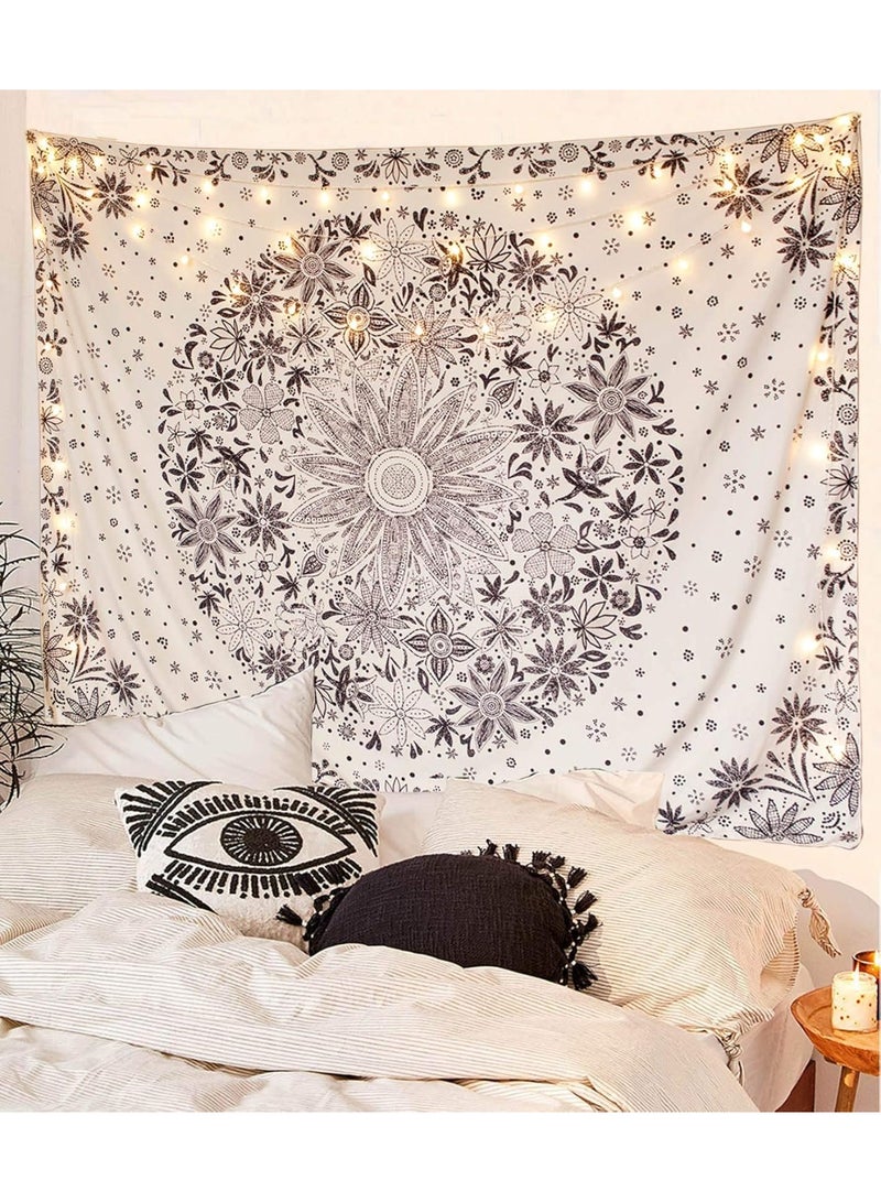 سوفام قماش النسيج البوهيمي، قماش بيجي ونمط الأزهار الأبيض، زخارف تشبه النقاط تتميز بأنماط ديزي دائرية، غرفة النوم بوهيمي الطراز هيبي ديكور المنزل، 50×60 بوصة - Image 2