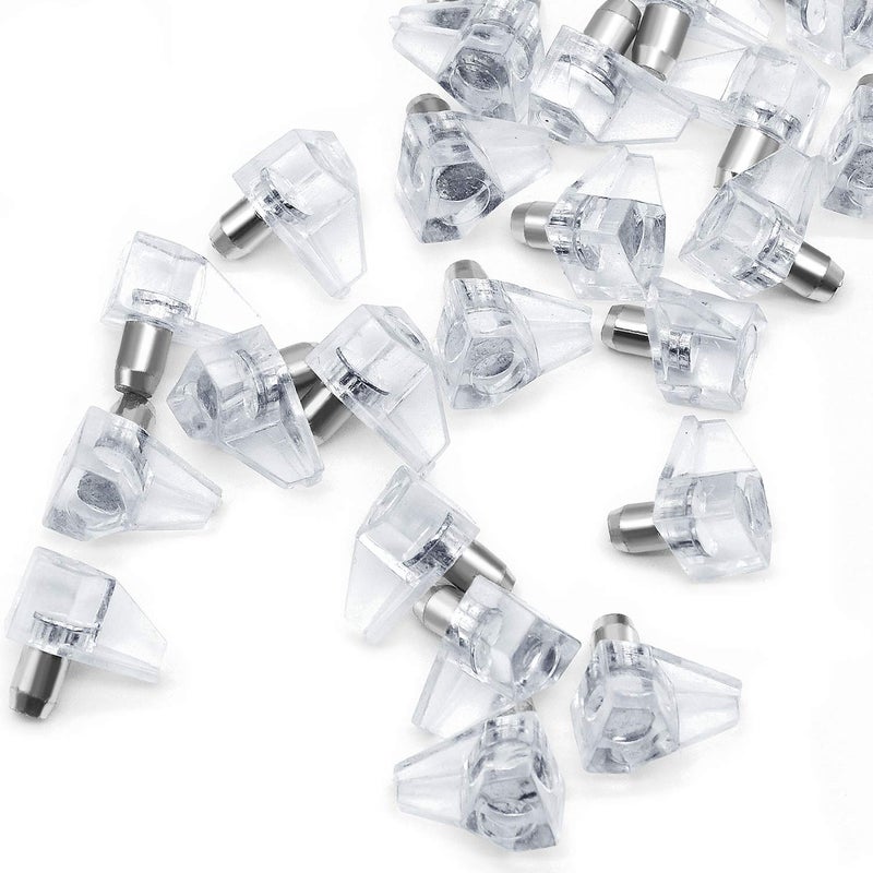 100 Pieces 5mm Shelf Support Peg Plastic Support Cabinet Shelf Pins Clear Shelf Holder Pin Cabinet Shelf Clips for Cabinet Furniture Book Shelves Supplies