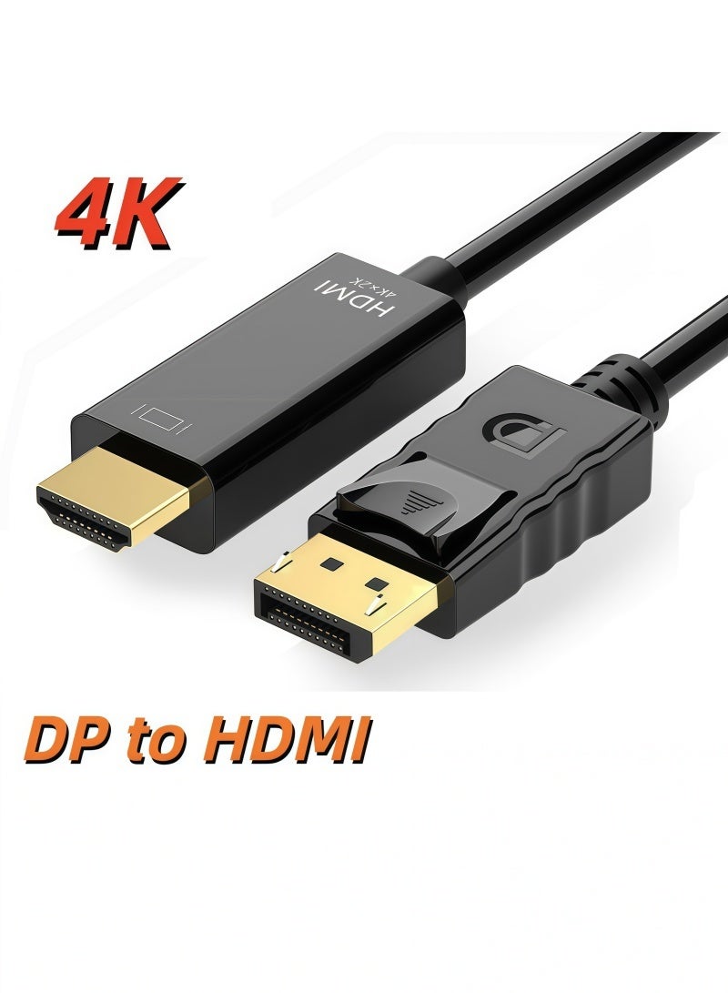 4K DP DisplayPort to HDMI Converter | 6ft, (1.8m) | Uni-Directional DP Computer to HDMI Monitor | Compatible with Various Computers and Consoles, Supporting Various Monitors, Projectors, TVs, and other Display Devices - Image 1