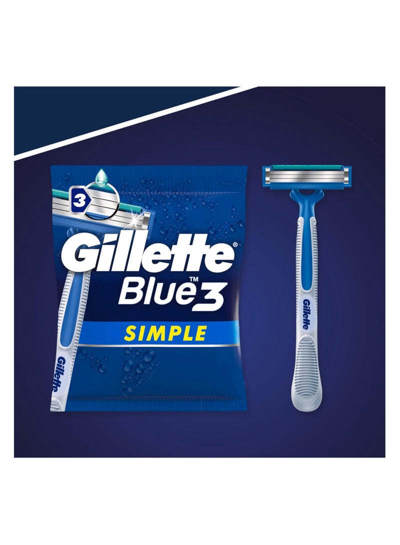 Gillette Blue3 Simple Men's Disposable Razors 8 Count - Image 2