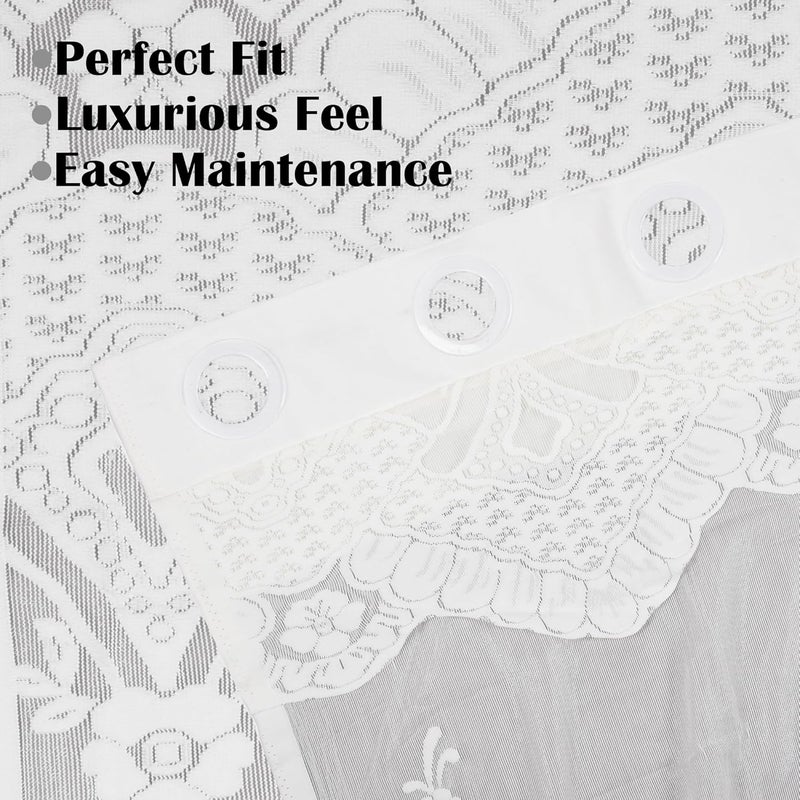 smiry Pack of 2 Cotton Window Curtains 5 feet with 8 Grommets | Lightweight Window Screen for Home | Ideal for Living Room, Bedroom & Office Windows | Frill Net - White - Image 2