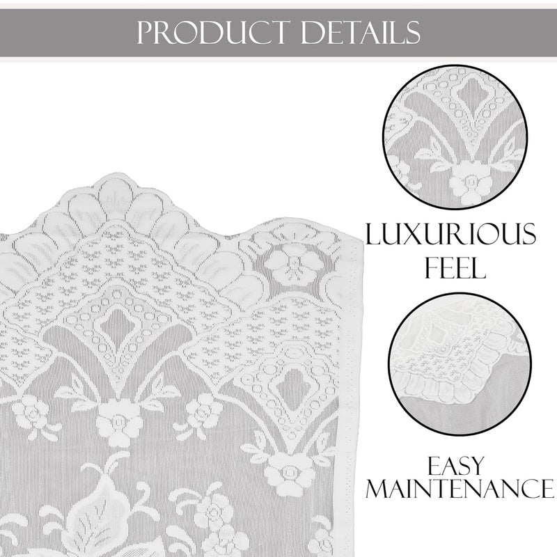 smiry Pack of 2 Cotton Window Curtains 5 feet with 8 Grommets | Lightweight Window Screen for Home | Ideal for Living Room, Bedroom & Office Windows | Frill Net - White - Image 5