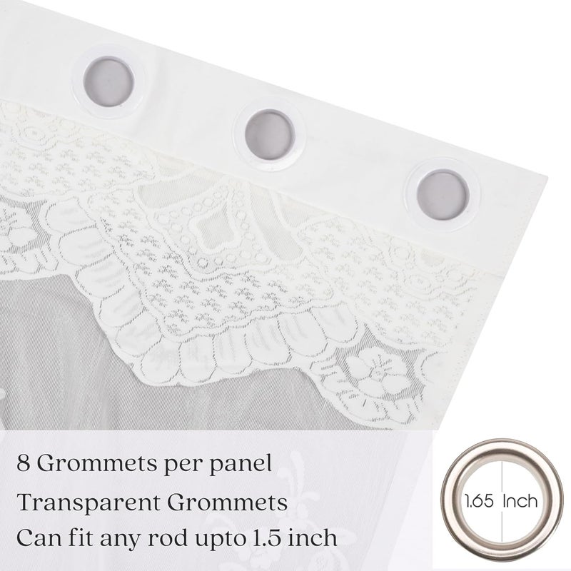 smiry Pack of 2 Cotton Window Curtains 5 feet with 8 Grommets | Lightweight Window Screen for Home | Ideal for Living Room, Bedroom & Office Windows | Frill Net - White - Image 4