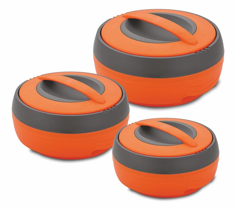 ASIAN Inner Steel Casserole (600 ml, 1000 ml, 1500 ml) Gift Set of 3,| PU Insulated | BPA free | Food Grade | Easy to Carry | Easy to Store | Ideal For Chapatti | Roti | Serving Casserole Orange. - Image 3