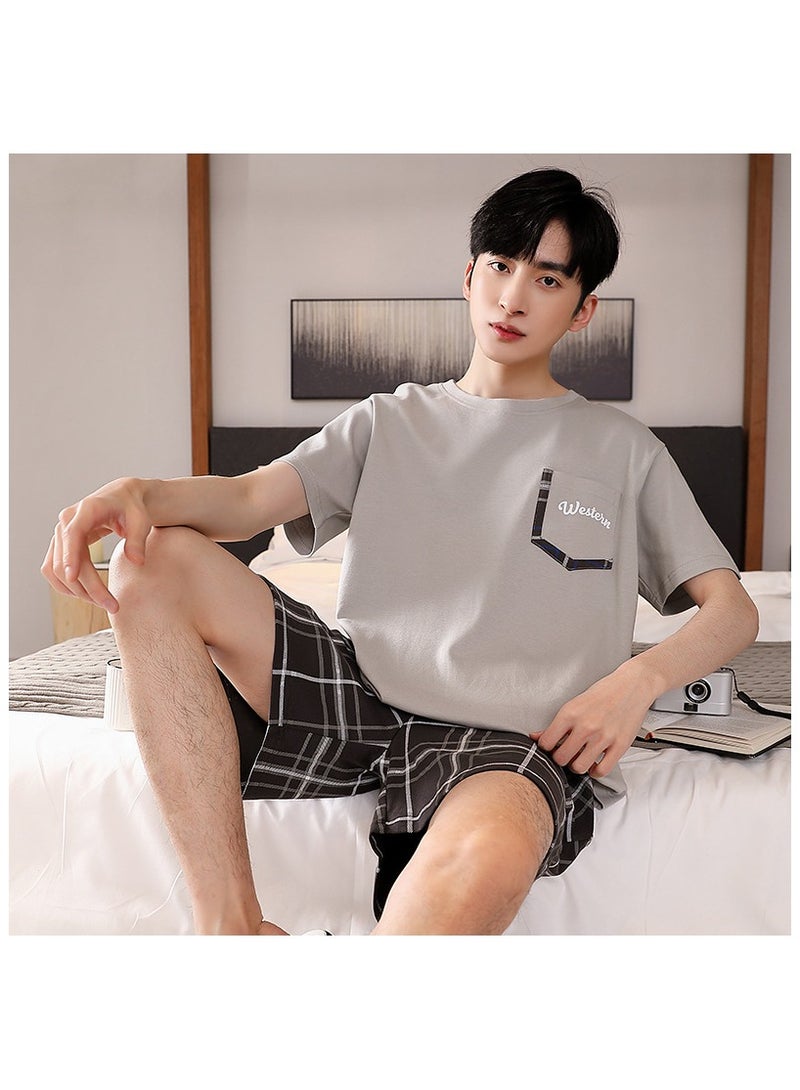 Fashionable Men's Summer Casual Short Sleeved Shorts Home Suit  - Image 1